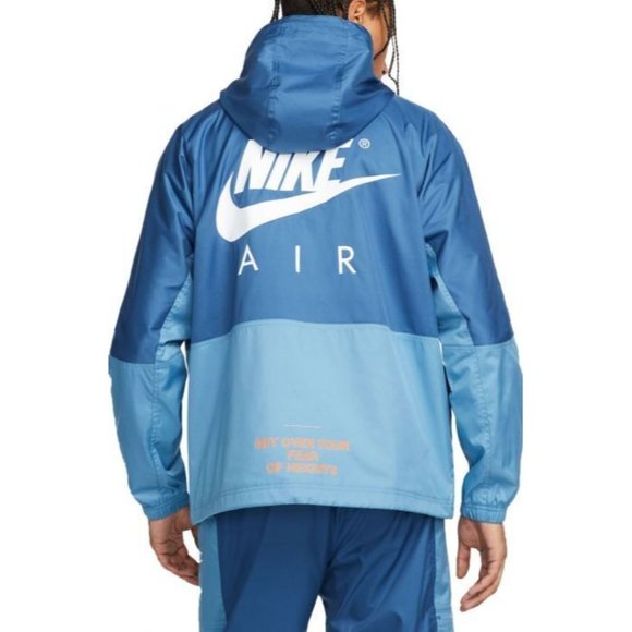Nike Air Woven Lined Jacket Men's Water Repellant Coat Blue DD6442-476 - Picture 2 of 9